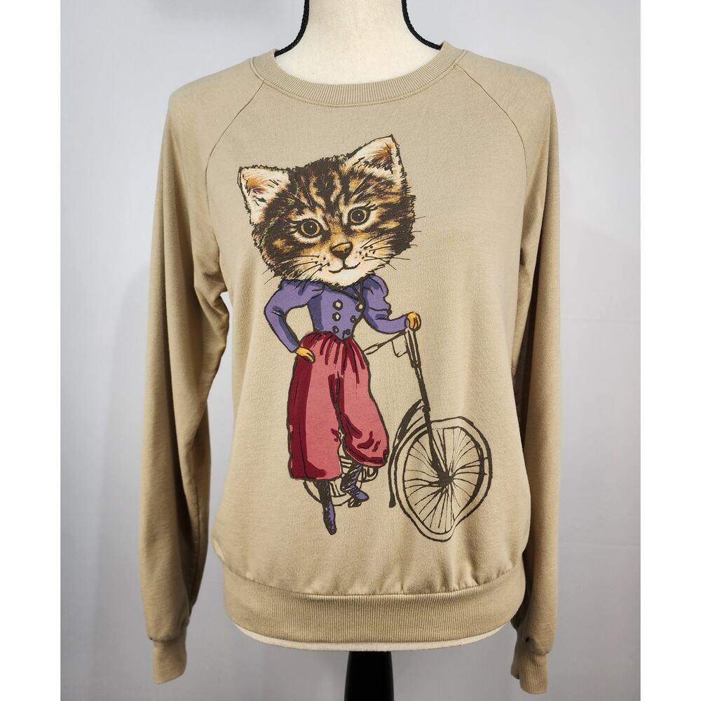 Forever 21 Victorian Kitty Crew Neck Sweatshirt M